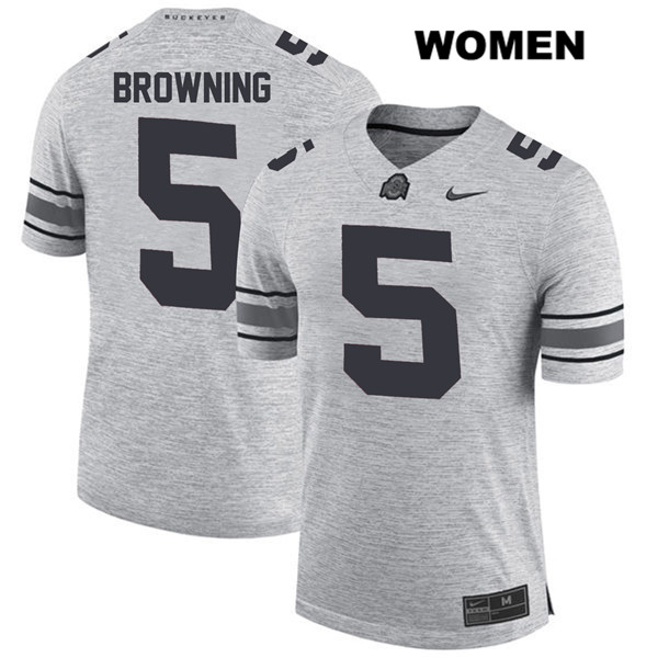 Ohio State Buckeyes Women's Baron Browning #5 Gray Authentic Nike College NCAA Stitched Football Jersey QV19Q04UW